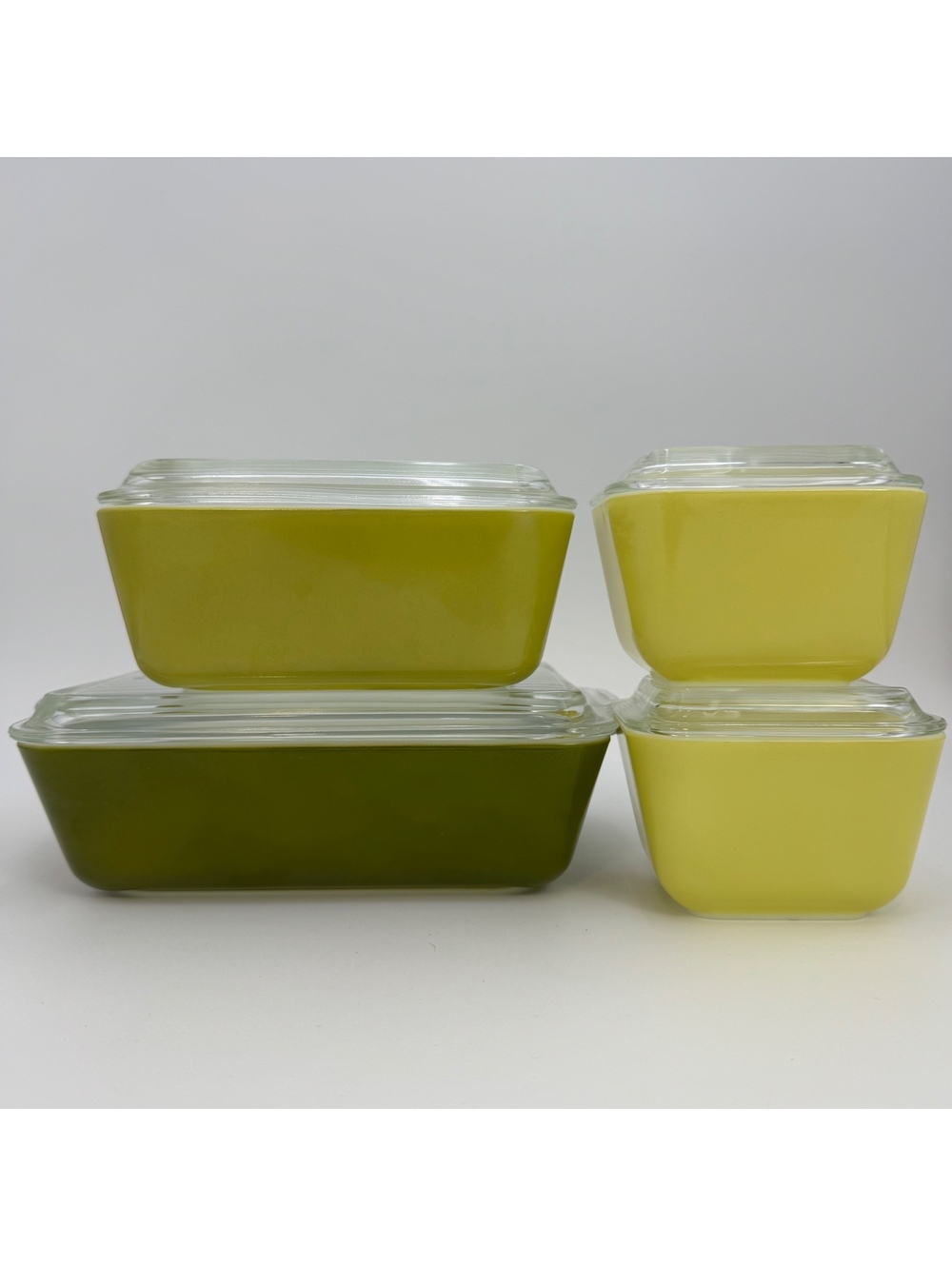 Vintage Pyrex Verde Refrigerator Dish Set 501 502 503 Lids 8 Piece